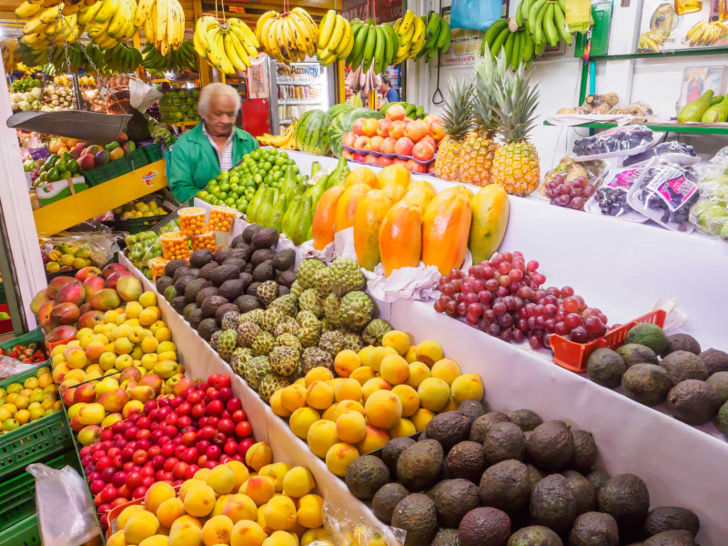 Abundant tropical fruit in Bogota's Paloquemao market