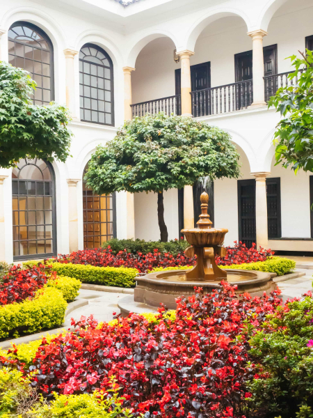 The courtyard of the Botero Museum