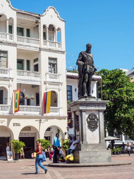 Statue of Pedro de Heredia, the Spanish founder of Cartagena