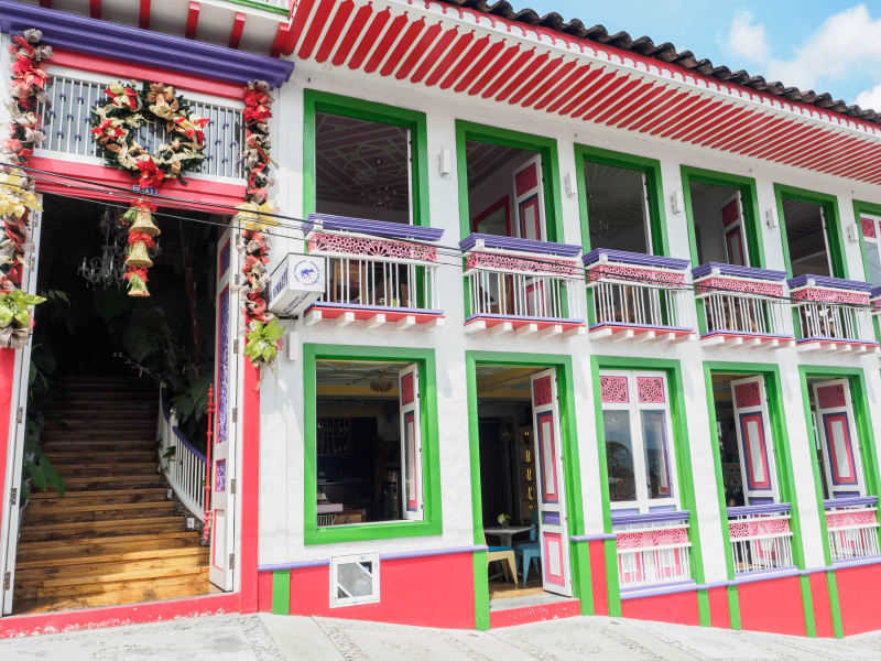 The colorful exterior of Filandia's most upscale restaurant, Jose Fernando's