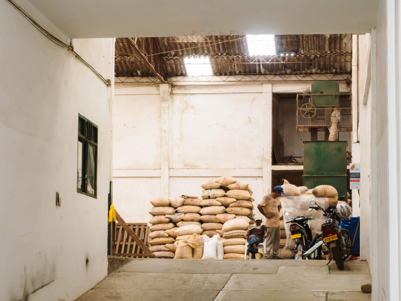 A local branch of the Colombian coffee federatiion, where farmers sell their beans