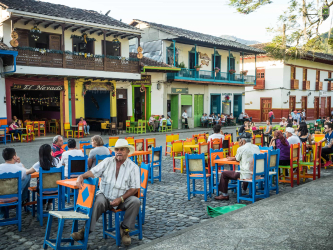 Jardin's main plaza is the town's living room, surrounded by cafes that spill out into the square