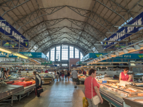 Riga's enormous Central Market, housed in five former Zeppelin hangars