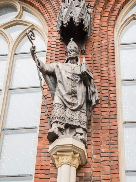 A statue of Bishop Albert of Riga, who founded the cathedral in 1211