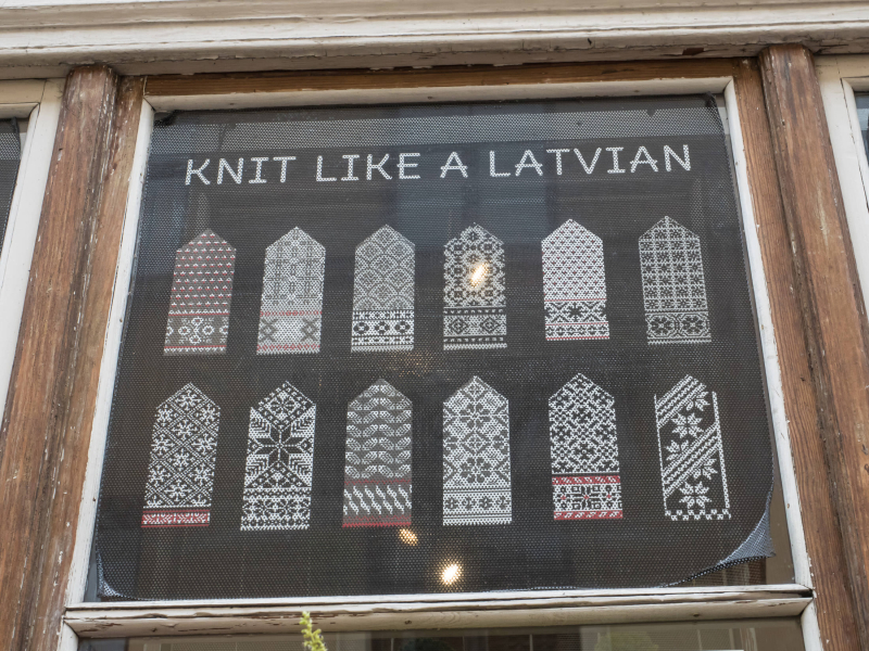A sign in a yarn shop in Riga