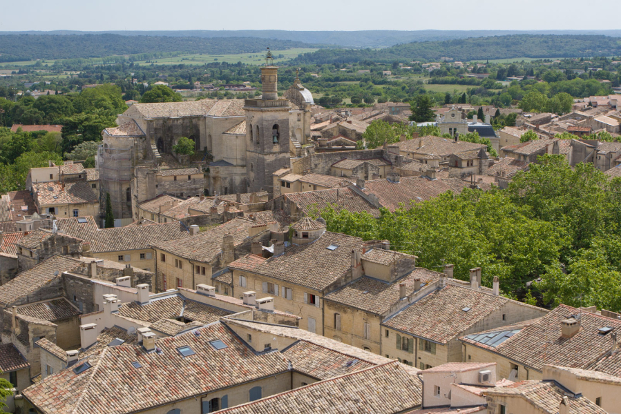 View of the rooftops of Uzes