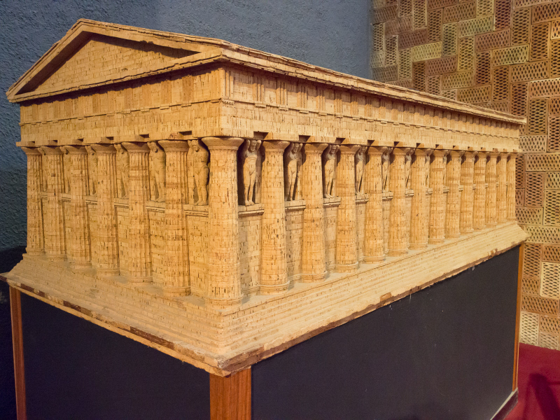 A model of Agrigento's giant Temple of Zeus, now ruined