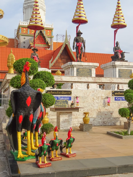 Rooster statues at Wat Phutthaisawan, a temple originally built in the 1350s