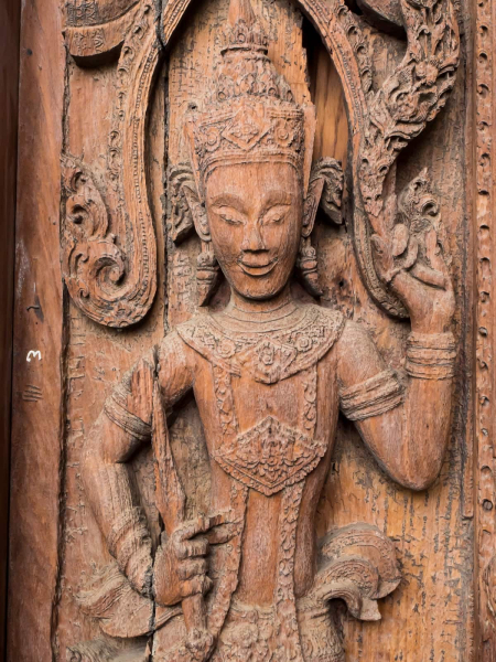 Carved door panel in the Chao Sam Phraya National Museum, which displays artifacts found in Ayutthaya