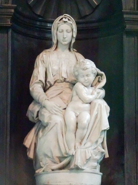 A statue by Michelangelo in the Church of Our Lady, one of the few statues by the artist ever to leave Italy