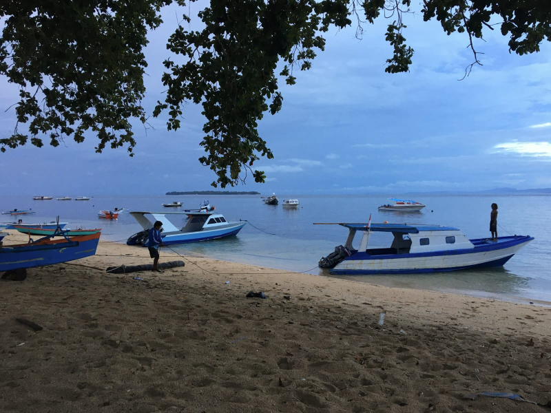 Fishing boats by the village beach