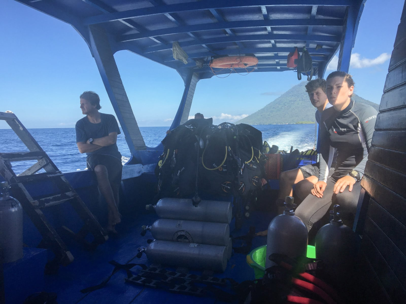 Going out on Mamaling's dive boat for a morning of scuba and snorkeling