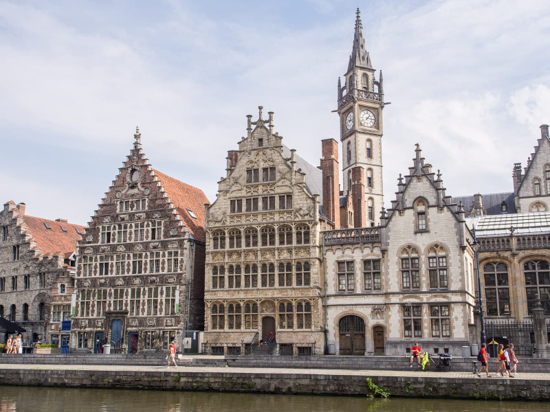 Some of Ghent's riverfront facades were built in the early 1900s to give the city a pleasing look for the  1913 World's Fair