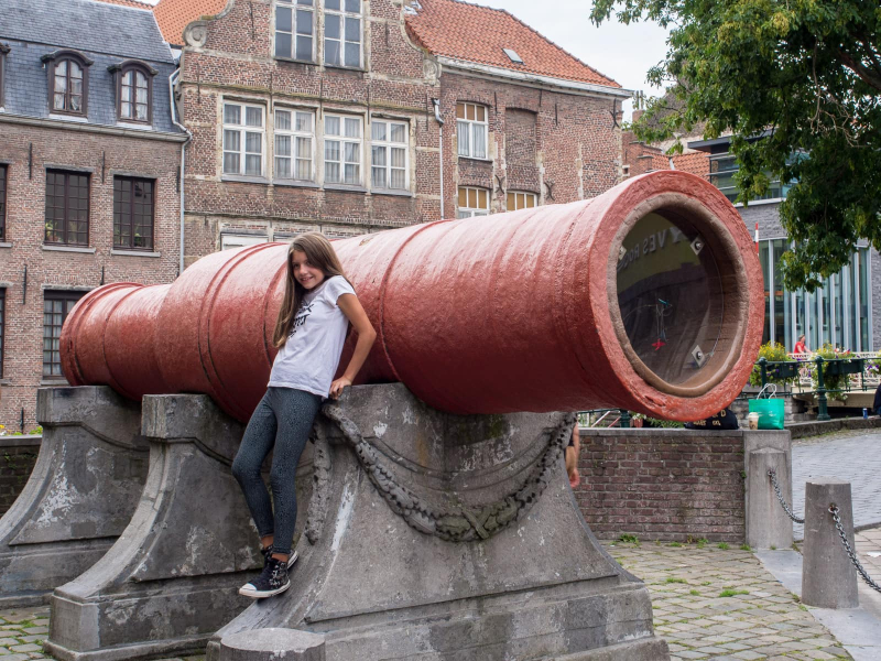 This enormous iron seige gun, nicknamed Dulle Griet (Mad Meg), was built in the 1400s
