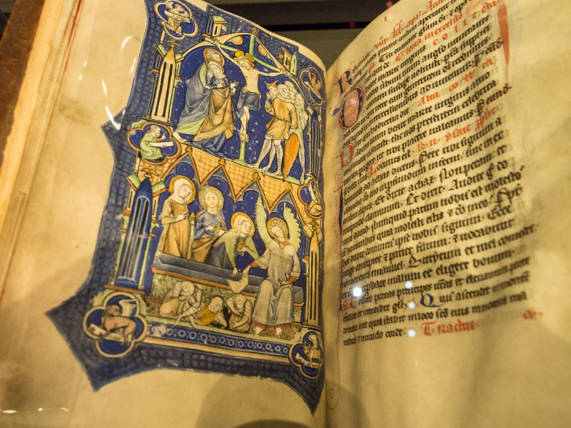 This illustration in a 15th-century Bible used lots of precious blue paint made from ground lapis lazuli