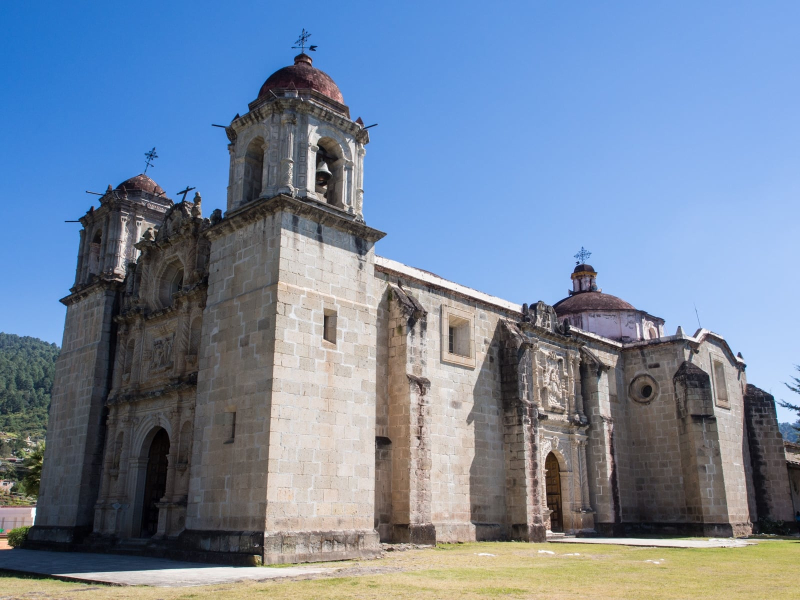 Church of St. Thomas the Apostle, built in the 1600s and 1700s, in the mountain town of Ixtlan de Juarez near Oaxaca