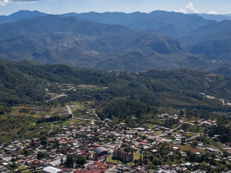 View of Ixtlan de Juarez from a hilltop above the town called El Mirador 