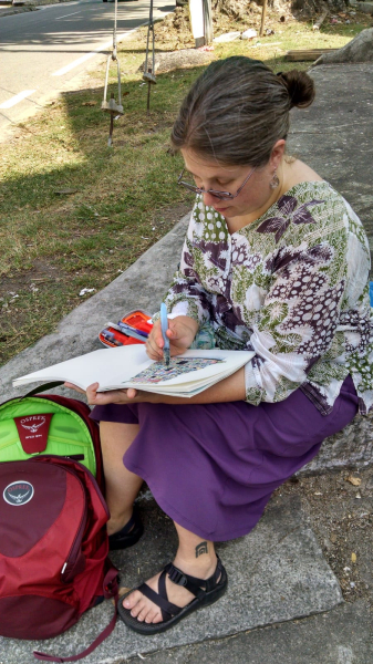 Melissa out with Penang's Sunday morning sketching club