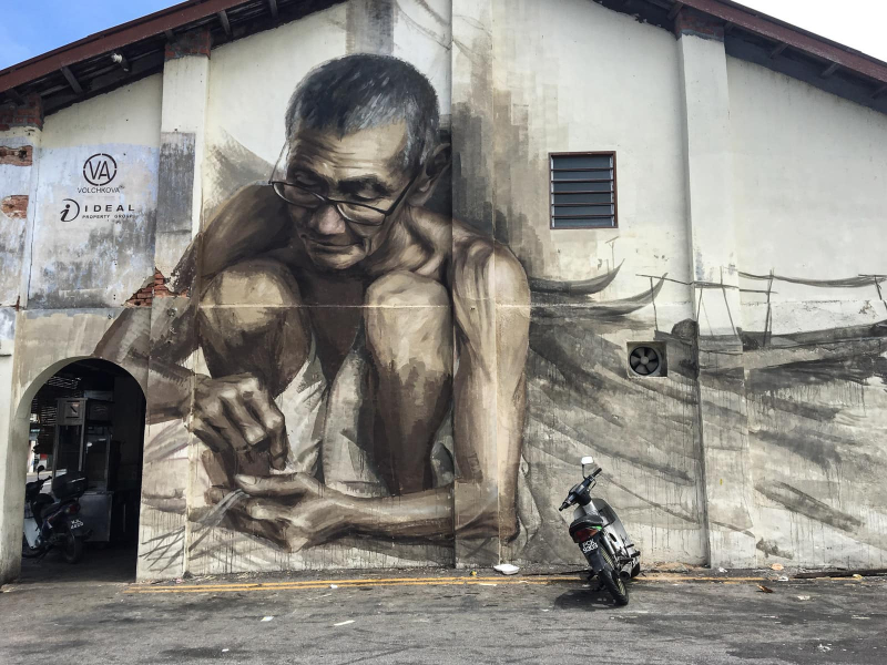 Street art isn't just in George Town. This is one of four huge portraits we saw in the town of Balik Pulau on the far side of the island.
