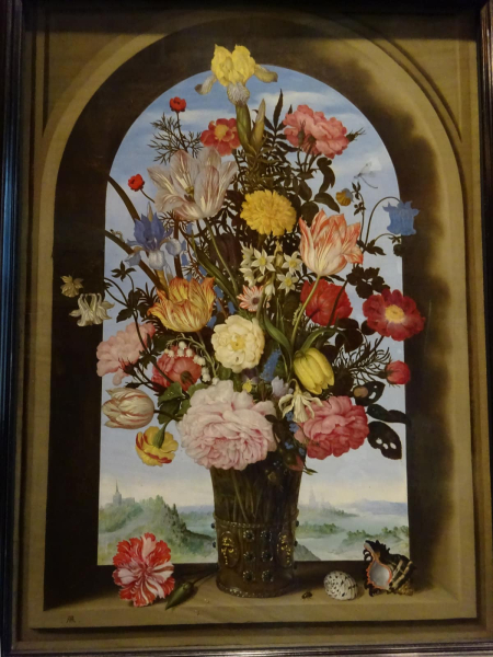 Old Dutch artists loved creating fantasy still lives of flowers that bloomed at all different times of the year