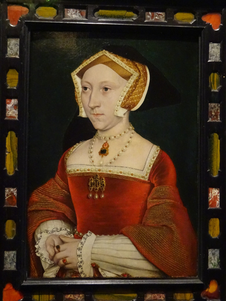 A portrait by Hans Holbein of Jane Seymour, third wife of Britain's King Henry VIII