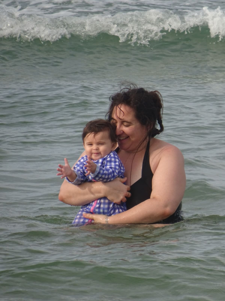 Francesca and AJ enjoy the waves