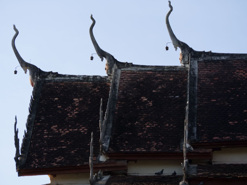 This distintive style of roof finial is common on Buddhist pagodas in Cambodia