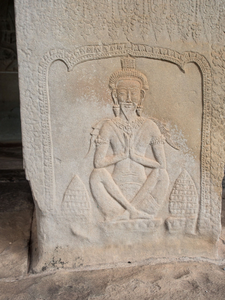 This carving of an ascetic appears at the base of many pillars