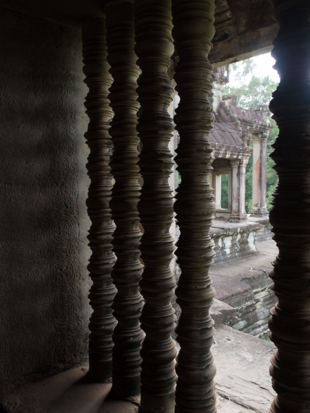 These turned stone pillars fill many window openings at Angkor Wat