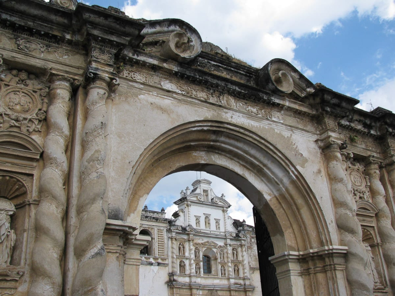 Looking through the gateway of the old church and monastery of San Francisco