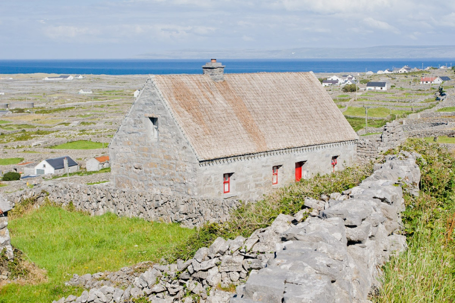 A traditional house near our B&B (with Connemara in the distance)