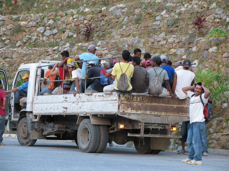 Workers from mainland Central America on Roatan going home at the end of the day