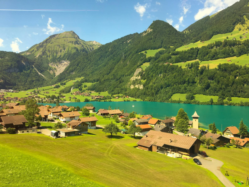 A beautiful village on Sarnersee lake that we passed on the train