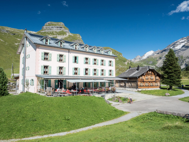 The hotel at the end of the trail, where you can have a drink while waiting for the bus back to Meiringen