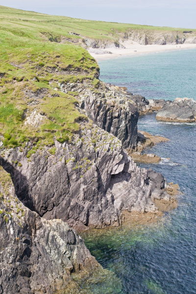 Looking past the cliffs to Great Blasket's only beach