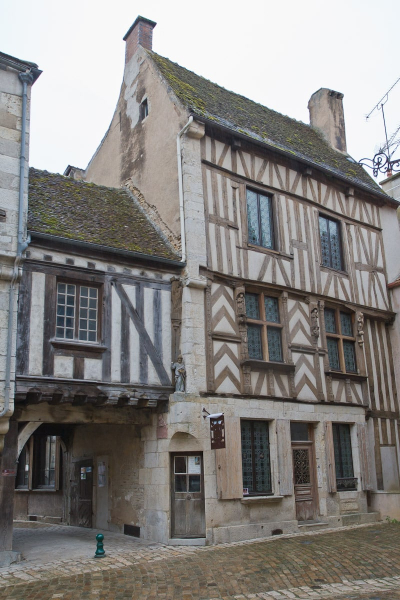 One of Noyers's many old half-timbered buildings