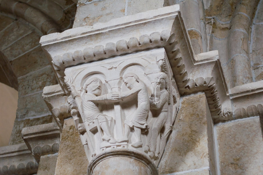 The basilica is famous for its carved capitals