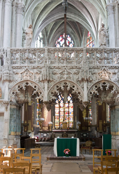 A flamboyant gothic rood screen in the church of St. Madeleine