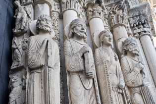 12th-century carvings of Old Testament figures on the West Portal of Chartres Cathedral