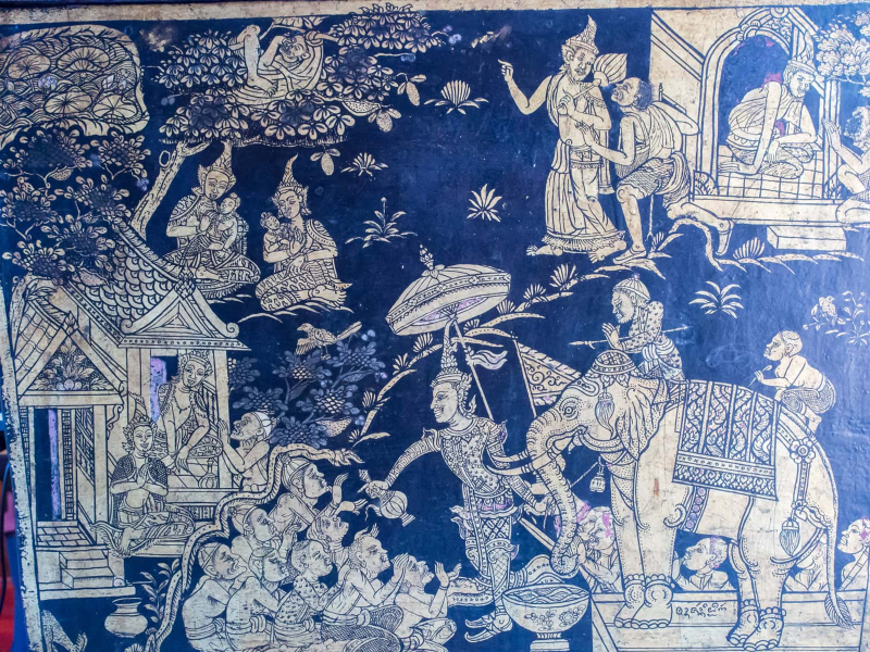 A very Thai-looking painting on a temple wall