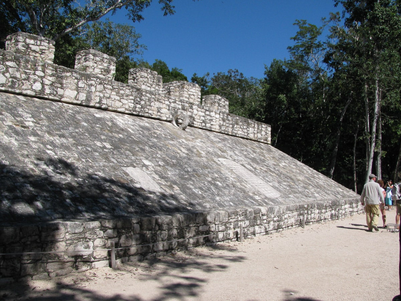 Coba's ball courts are smaller than those at Chichen Itza and have sloping walls