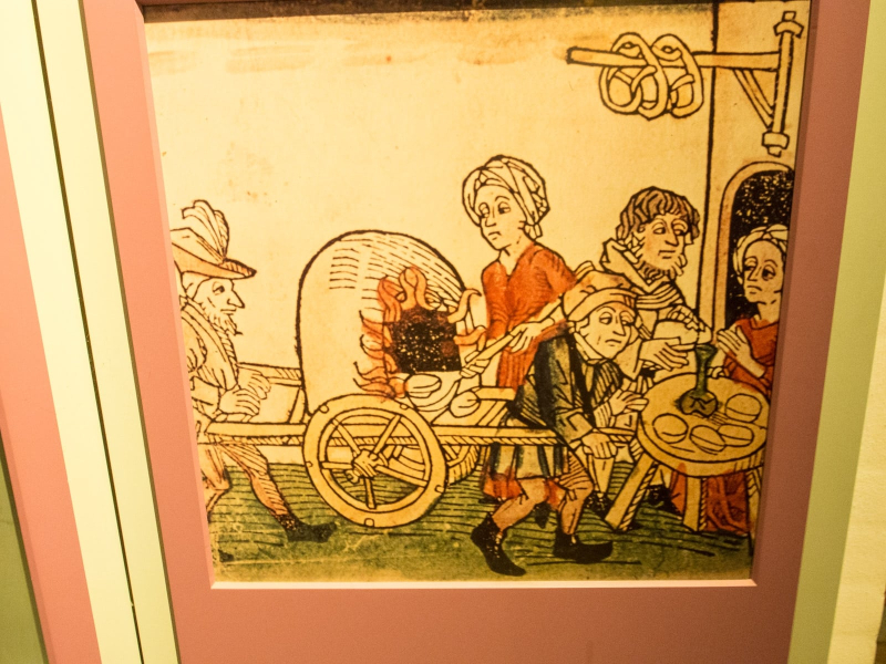 A drawing from the 1400s of a portable bread oven . . .