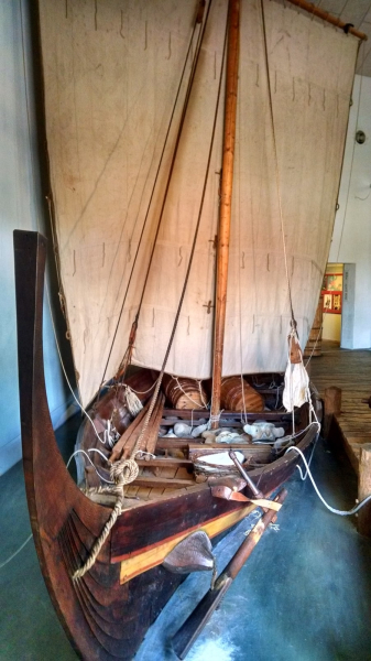 A recreated Viking coastal boat of the kind that traded in Ribe