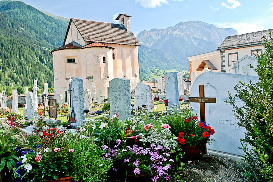 The Swiss National Park ends at the ancient church and convent of Mustair, on the border with Austria