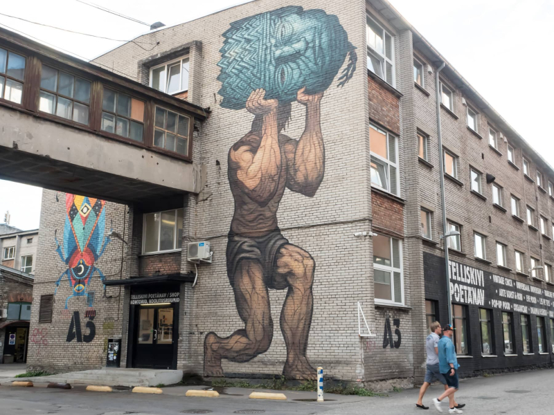 Street art abounds in the repurposed industrial area of Telliskivi, now a bustling commercial zone