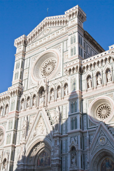 The front of the duomo is a 19th century version of Gothic style