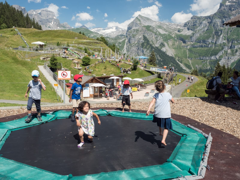 Virtually every Swiss cable car station has a playground (and a restaurant) next to it