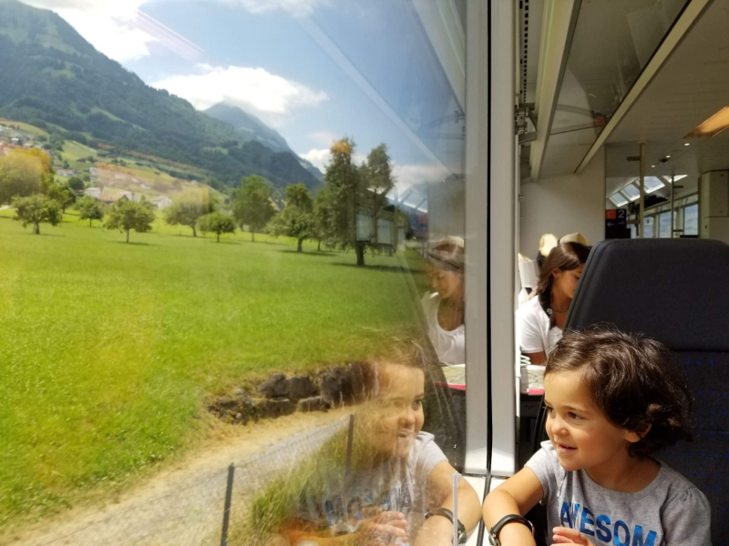 Looking out the window of the trains we took all over central Switzerland