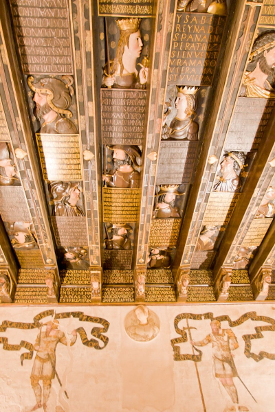 Carved and painted ceiling from 1531 in the Casa de los Tiros