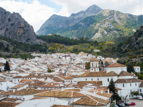 The village of Grazalema nestled in the Sierra de Grazalema mountains
